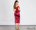Florence Off Stylish Shoulder Satin Dress