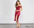 Florence Off Stylish Shoulder Satin Dress