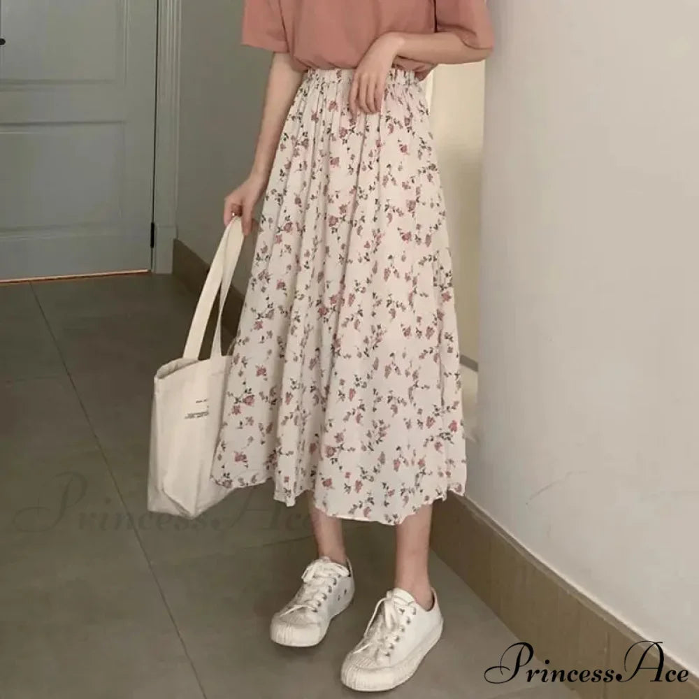 Flower A-Line Extended Skirt 2024 Summer Pleasant Style Women