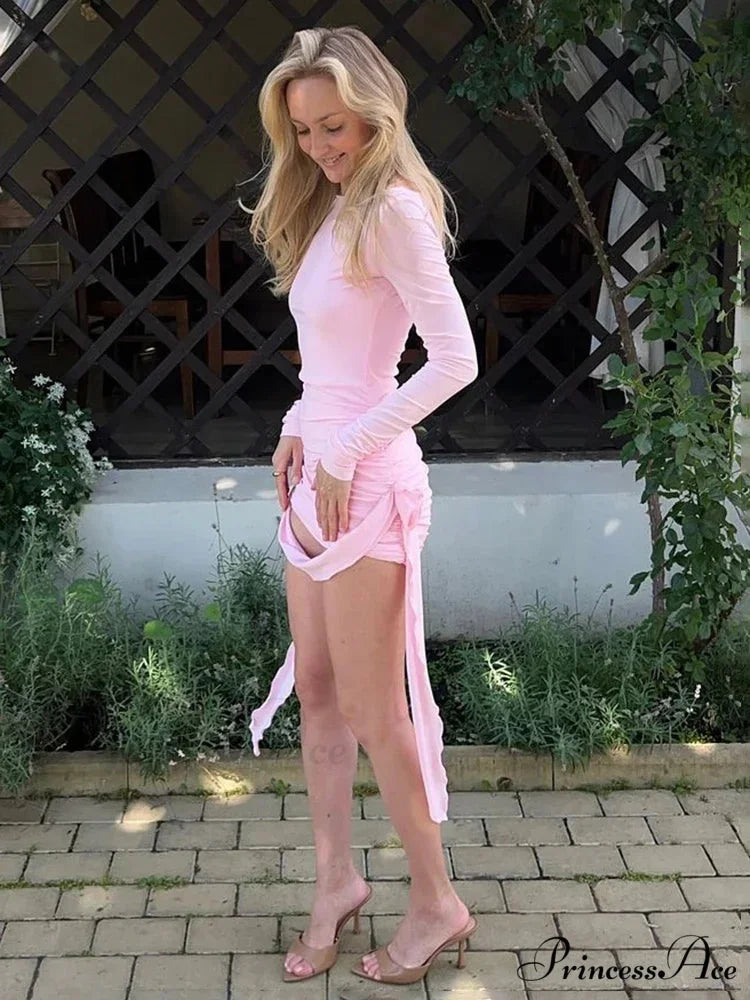 Flower Applique Wrap Mini Dress