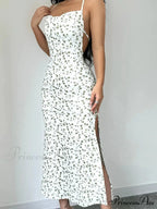 Flower Bound Open-Back Halter Divided Flower Dress