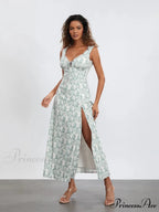 Flower Child Tank Dress Sleeveless Frilled Tie-up Sweetheart Floral Dress