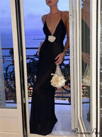 Flower Deep V-Neck Maxi Party Dress