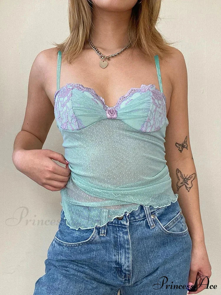 Flower Dotted Transparent Crop Top