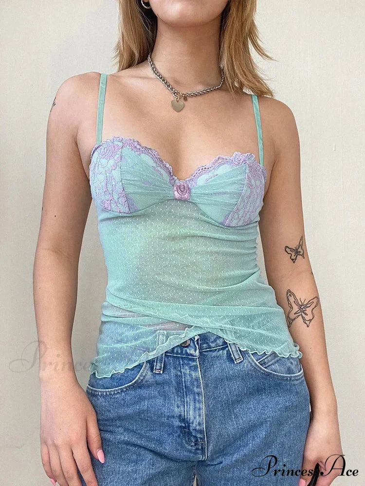 Flower Dotted Transparent Crop Top