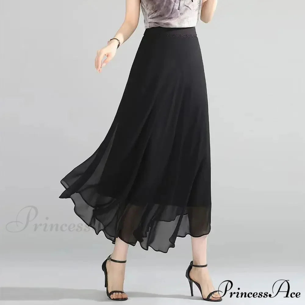 Flower Elevated Waist Patchwork Chiffon Seaside Skirt