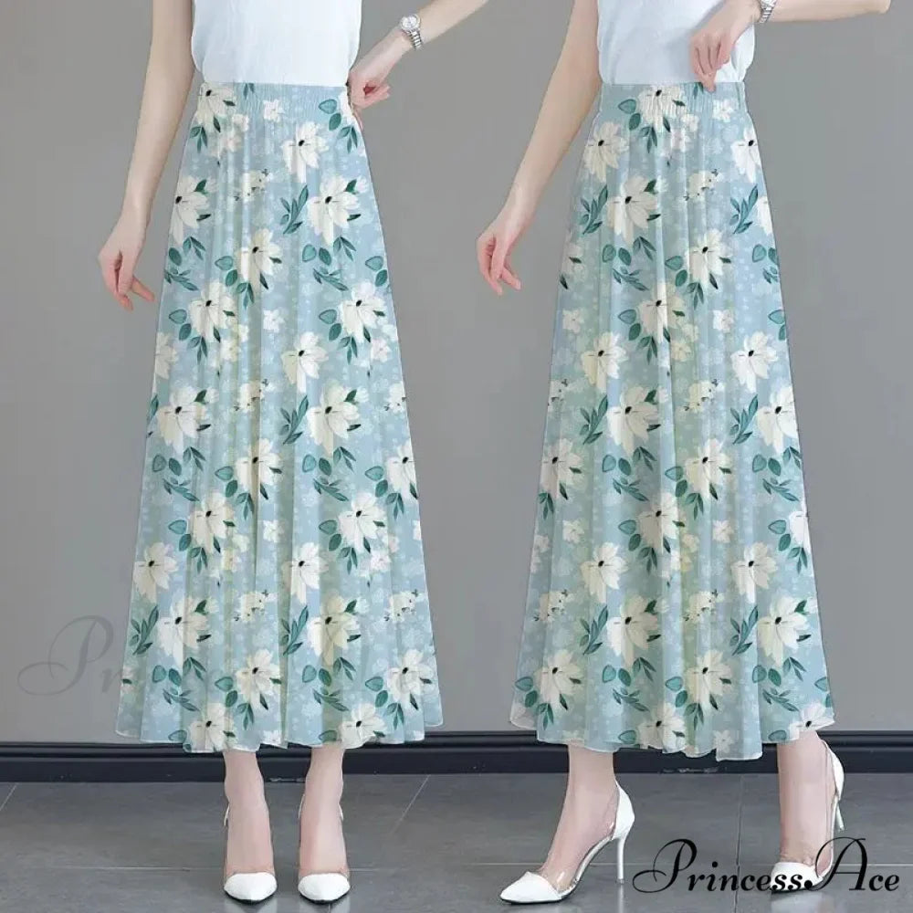 Flower Elevated Waist Patchwork Chiffon Seaside Skirt