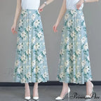 Flower Elevated Waist Patchwork Chiffon Seaside Skirt