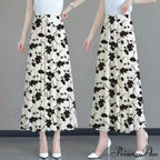 Flower Elevated Waist Patchwork Chiffon Seaside Skirt