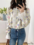 Flower Frilled Flare Sleeve Top