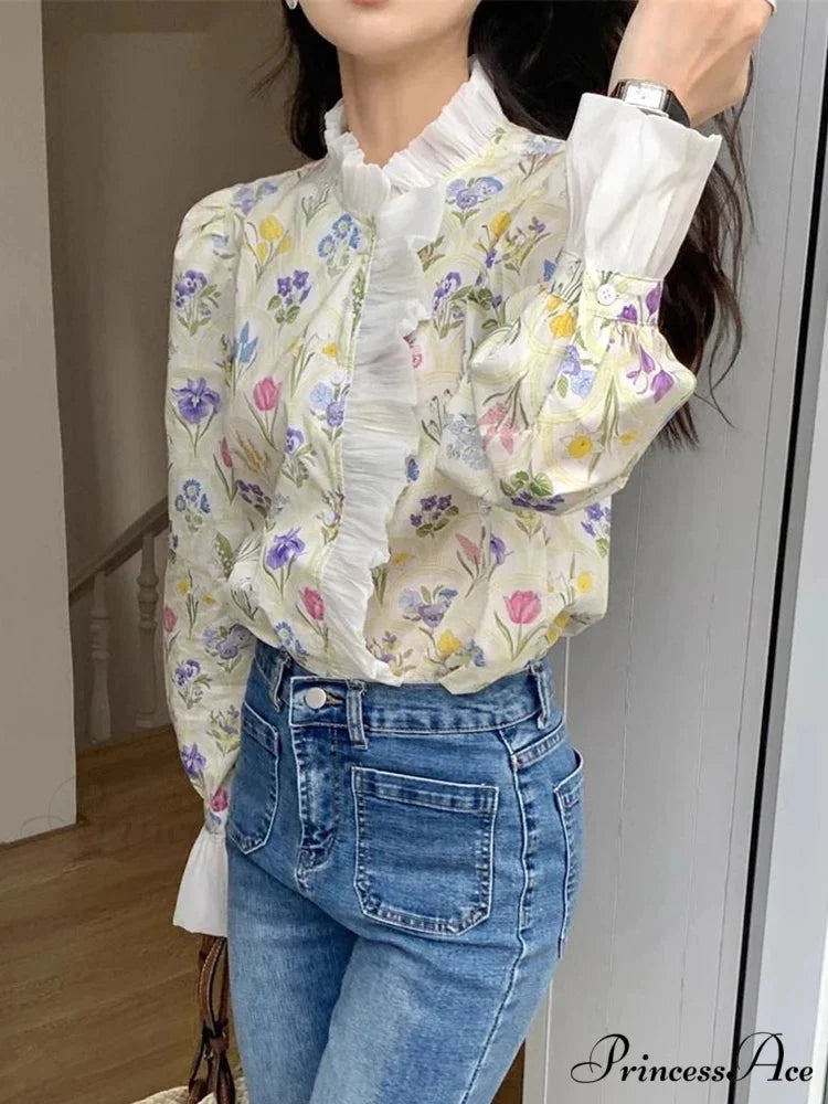 Flower Frilled Flare Sleeve Top