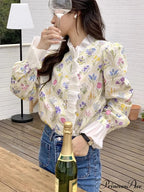 Flower Frilled Flare Sleeve Top