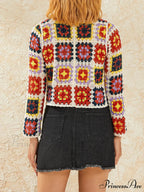 Flower Hollow Out V-Neck Knitted Cardigan