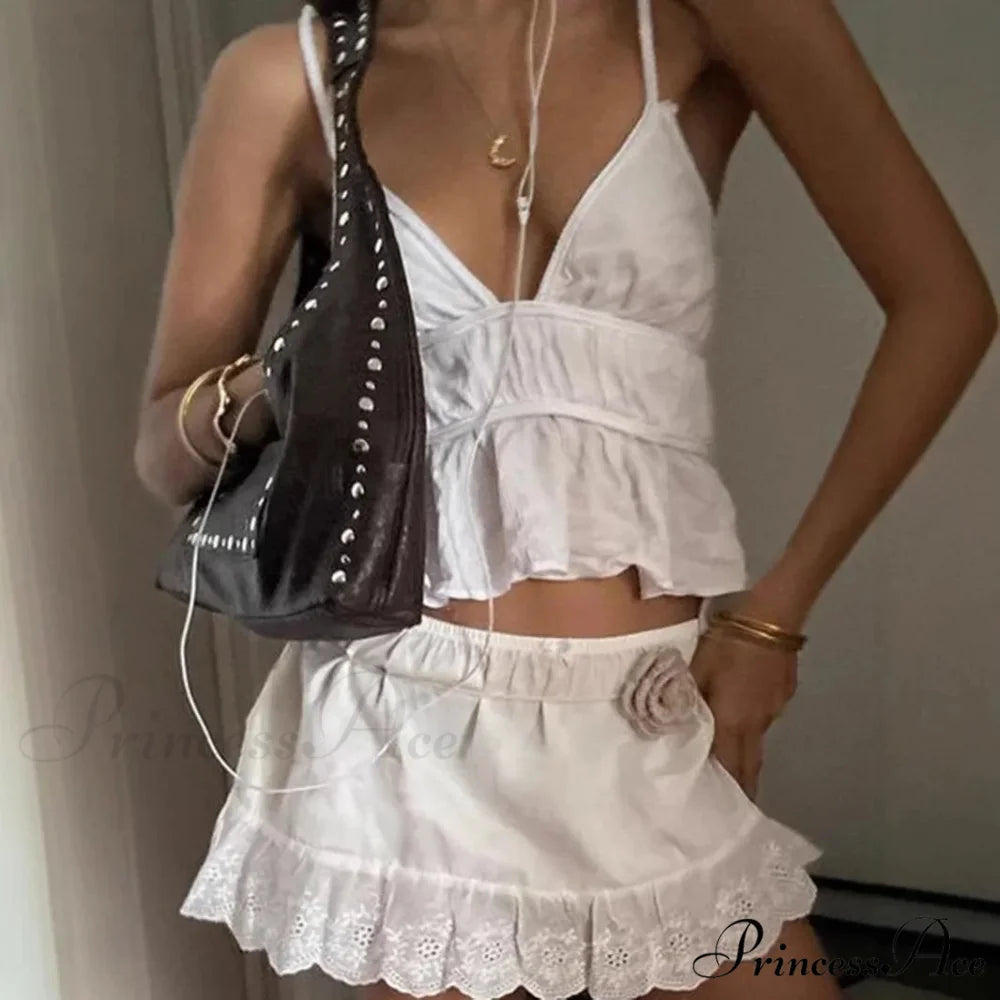 Flower Lace Flirtatious Pleated Skirt