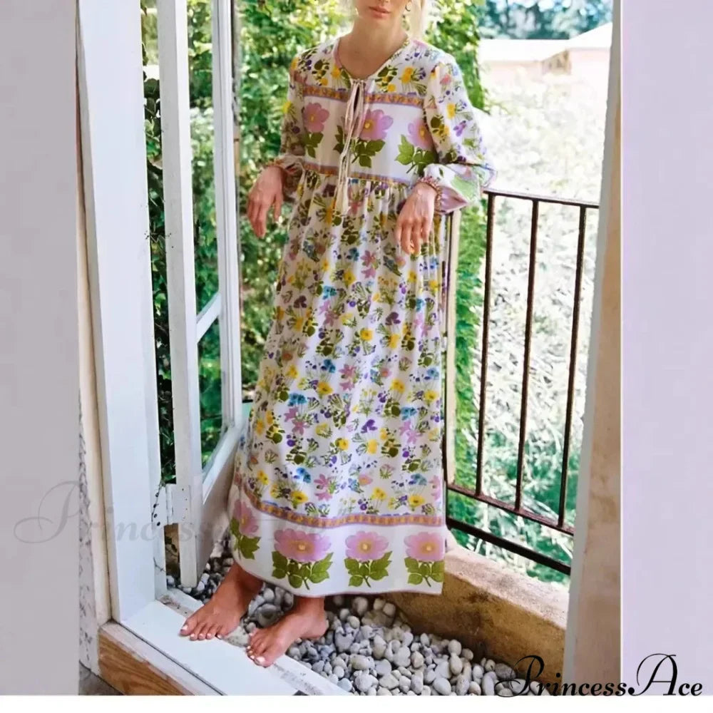 Flower Lace-up Fringe Seaside Bohemian Dress