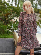 Flower O-neck Mini Celebration Flower Dress