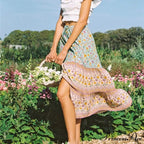 Flower Pattern Cultural Seaside Hippie Rayon Skirt