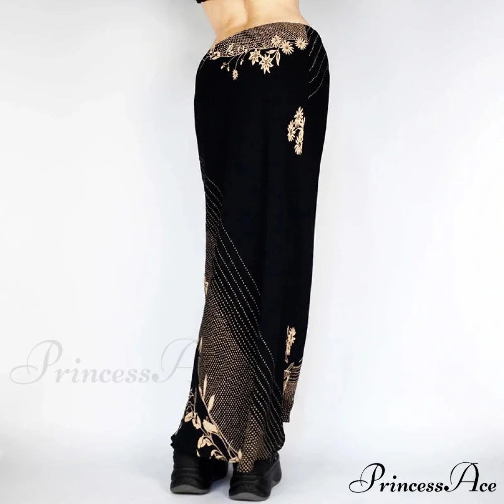 Flower Pattern Extended Vintage Shortened Decline Straight Medium Skirt