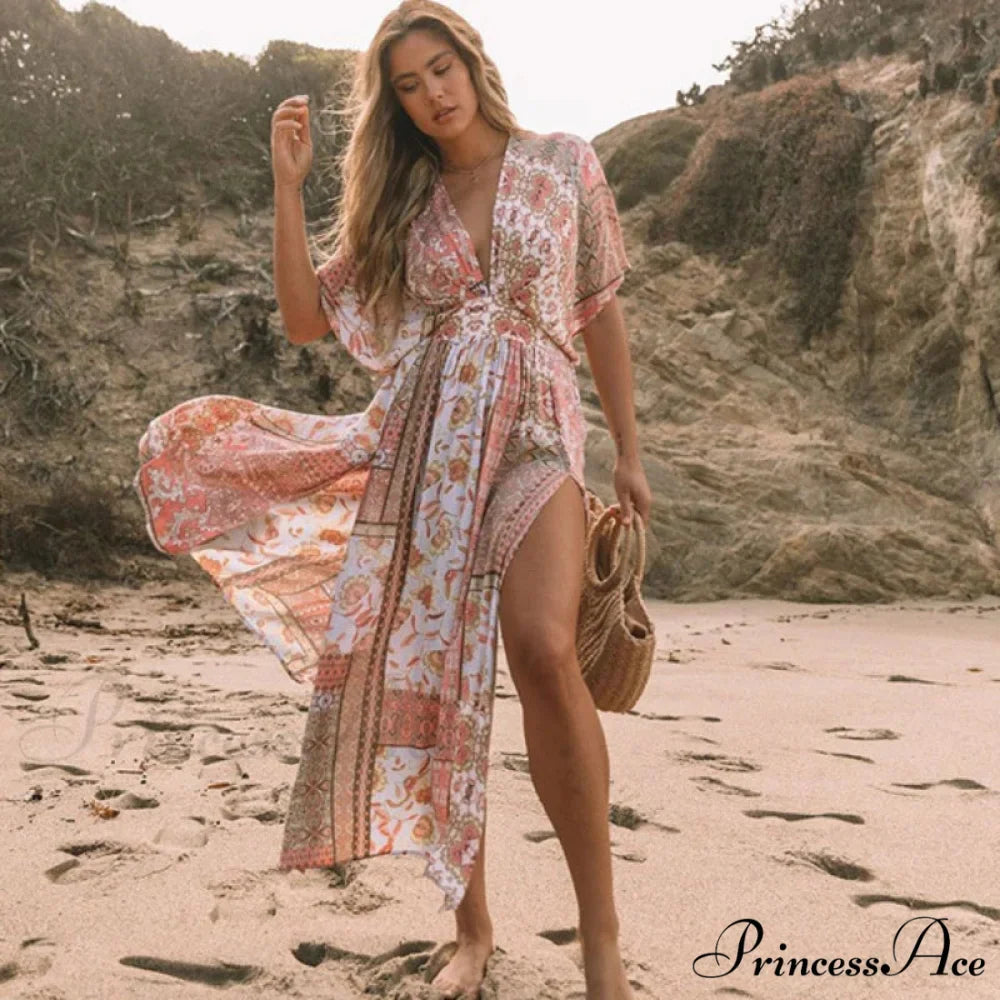 Flower Pattern Loose Dress Swimsuit Cover-Up
