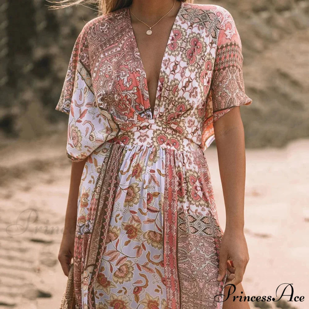 Flower Pattern Loose Dress Swimsuit Cover-Up