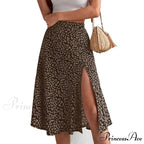 Flower Pattern Opening Flared High Rise Flowy Skirt