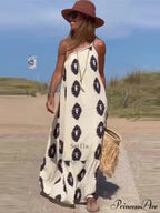 Flower Print Collar Party Vestidos Maxi Dress