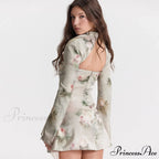 Flower Print Cowl Neck Sleeveless Classic High Slit Midi Sundress - Pink