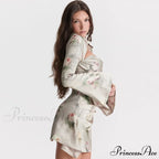 Flower Print Cowl Neck Sleeveless Classic High Slit Midi Sundress - Pink