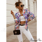 Flower Print Long Sleeve Coats