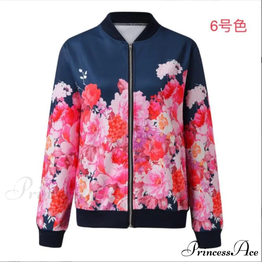 Flower Print Long Sleeve Coats