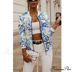 Flower Print Long Sleeve Coats