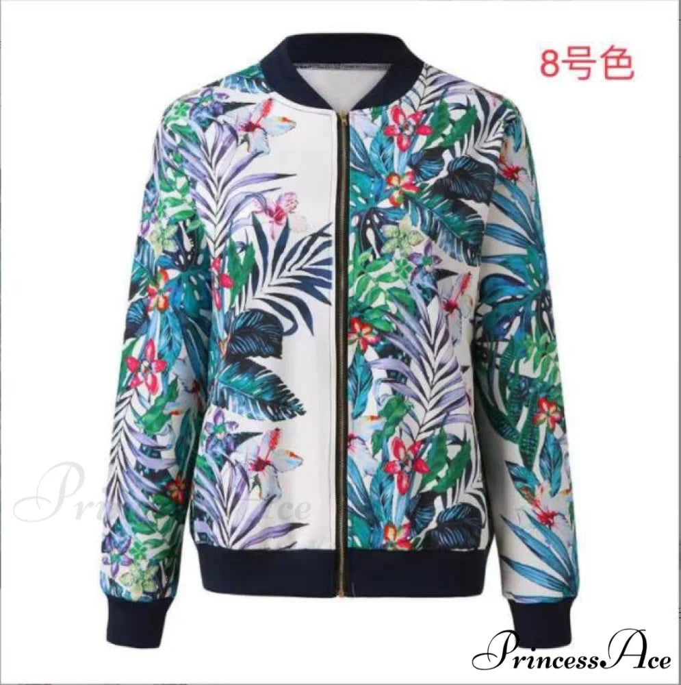 Flower Print Long Sleeve Coats