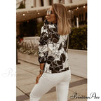 Flower Print Long Sleeve Coats
