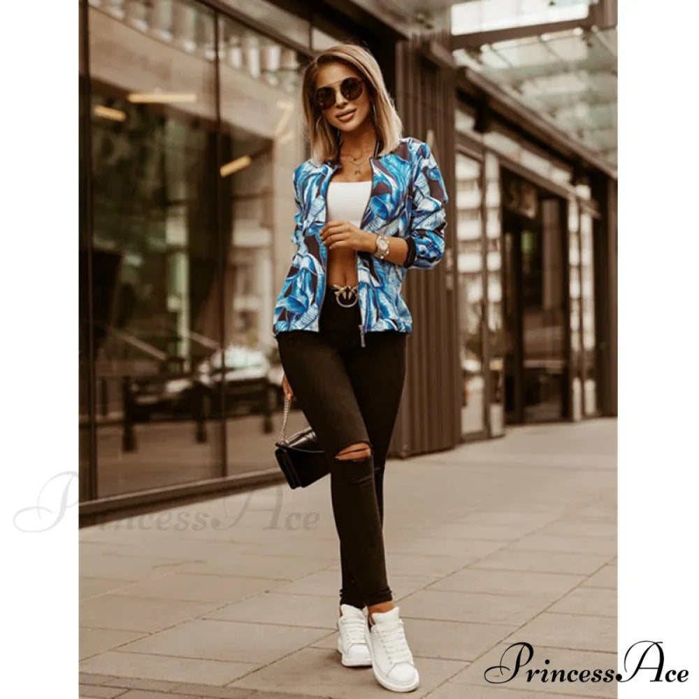Flower Print Long Sleeve Coats