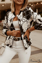 Flower Print Long Sleeve Coats