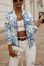 Flower Print Long Sleeve Coats