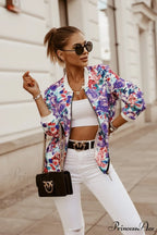 Flower Print Long Sleeve Coats