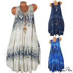 Flower Print Sleeveless Round Neck Loose Shift Dress