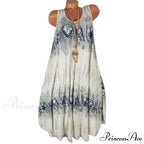 Flower Print Sleeveless Round Neck Loose Shift Dress