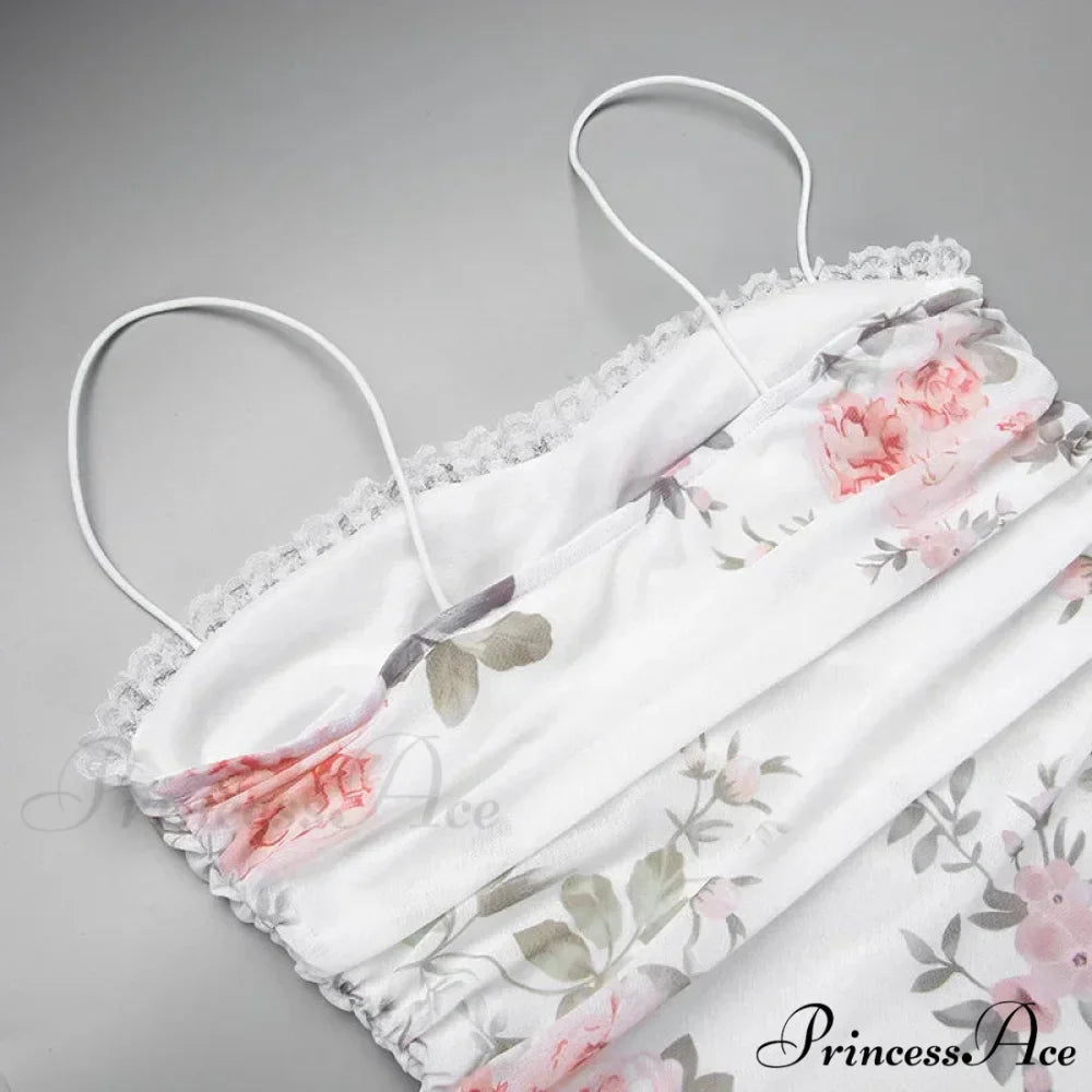 Flower Print Suspender Off Shoulder Backless Midi Chic Female Party Club Floral Dress