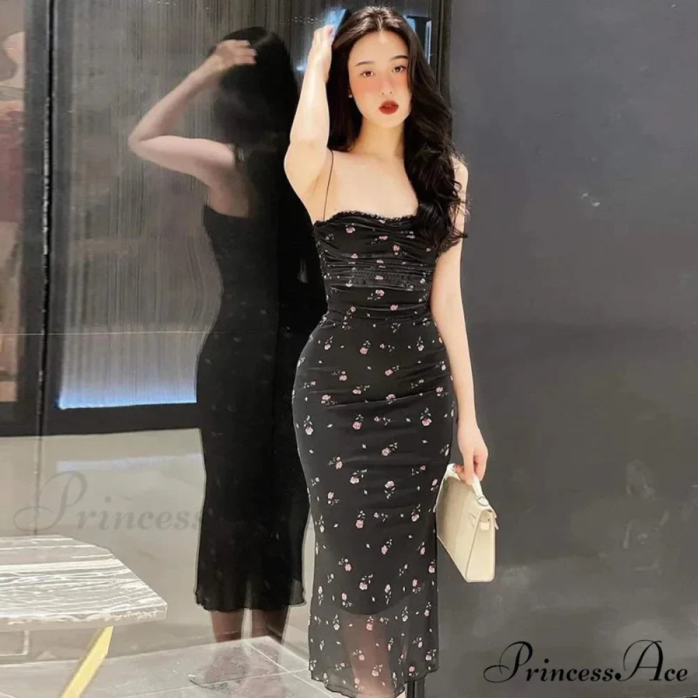 Spaghetti Strap Floral Midi Dress