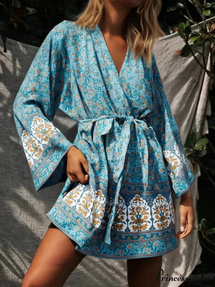 Flower Sashes Bohemian Kimono Swimsuit Cover-up