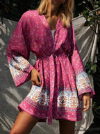 Flower Sashes Bohemian Kimono Swimsuit Cover-up