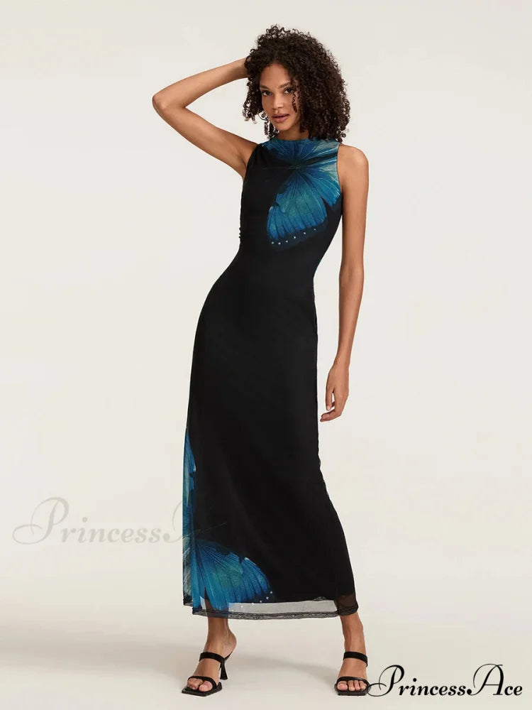 Flower Sleeveless Bodycon Back Hollowed Lacing Tank Celebration Flower Dress