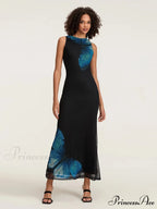 Flower Sleeveless Bodycon Back Hollowed Lacing Tank Celebration Flower Dress