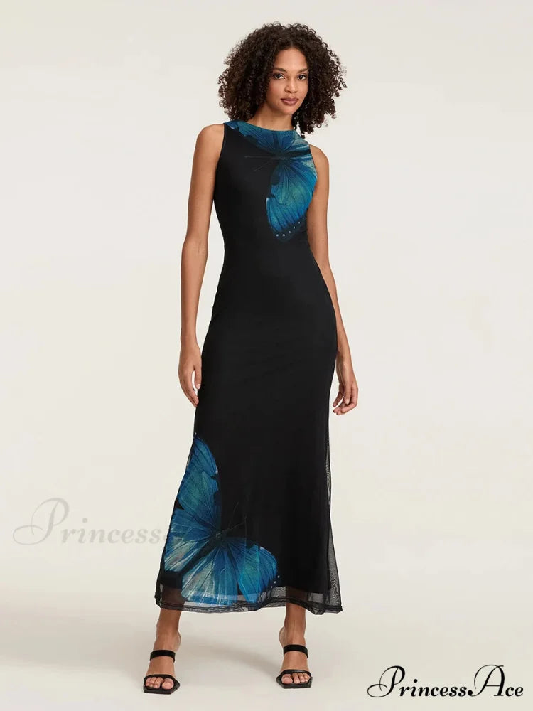 Flower Sleeveless Bodycon Back Hollowed Lacing Tank Celebration Flower Dress