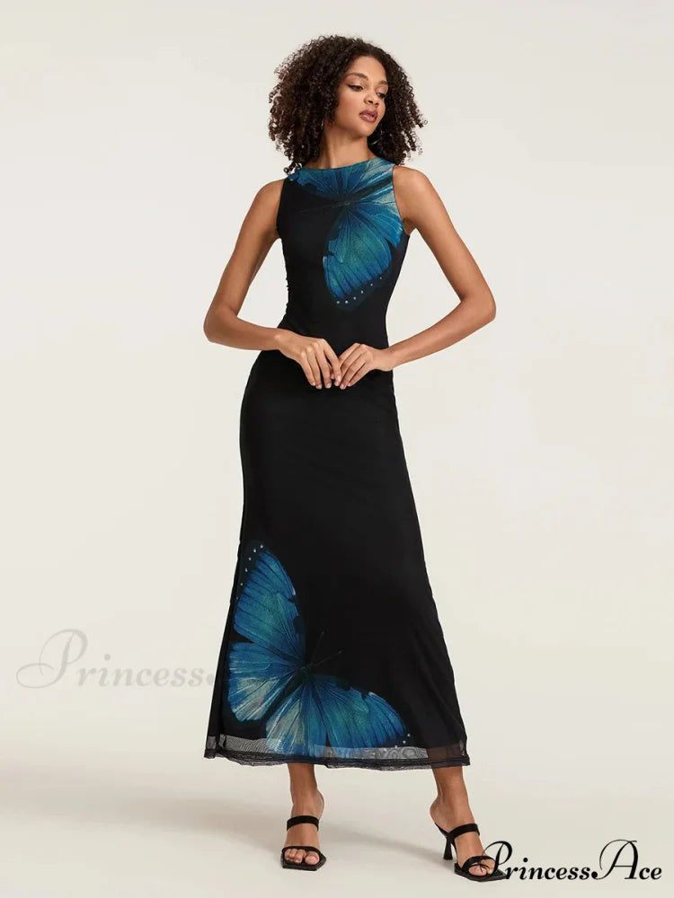 Flower Sleeveless Bodycon Back Hollowed Lacing Tank Celebration Flower Dress