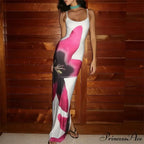 Flower Slip Thin Strap Open-Back Bohemian Sun Dress