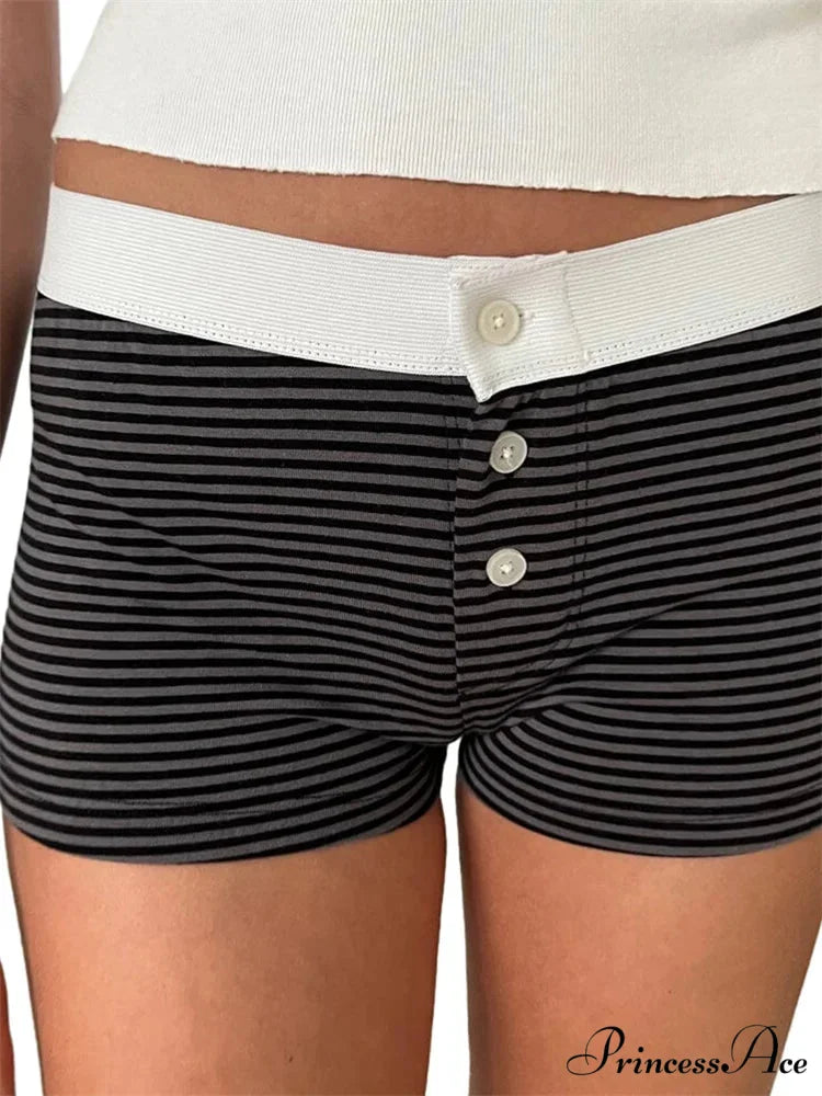 Flower Striped Pajama Sleep Short