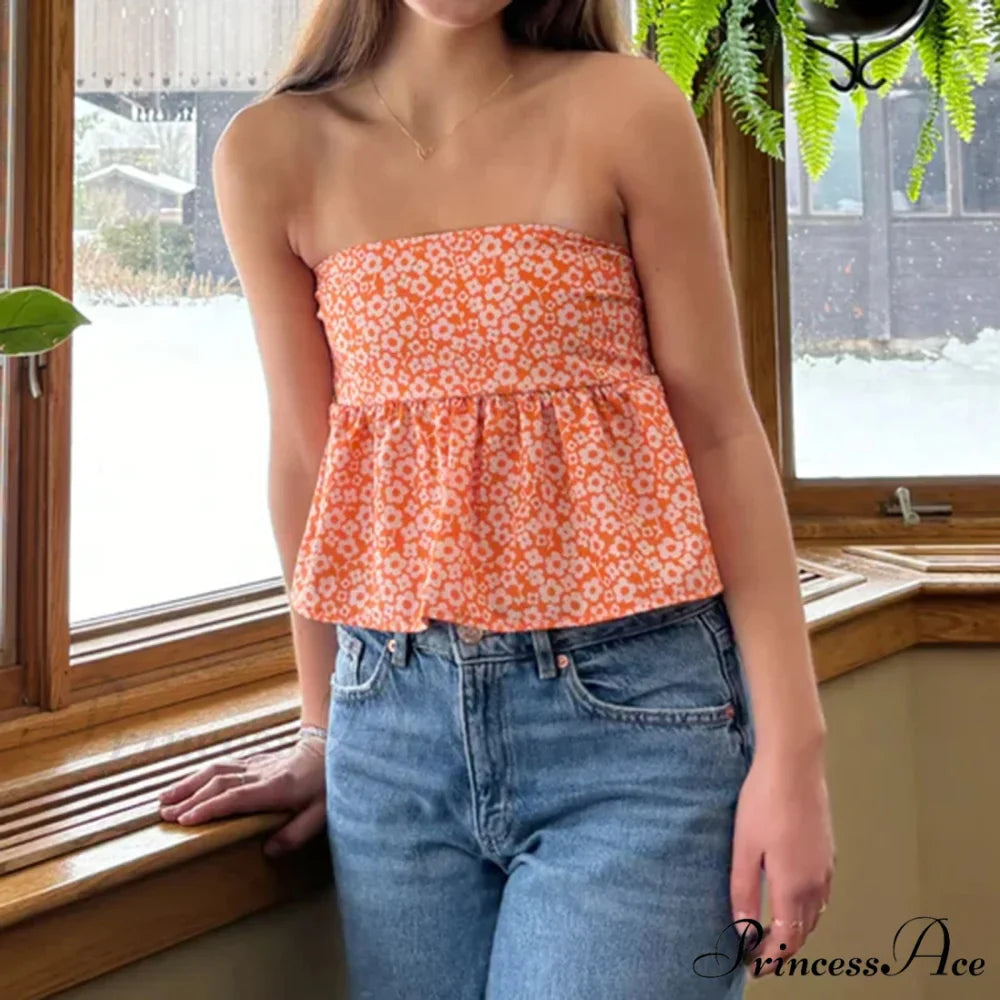 Flower Tie Open-Back Cropped Top